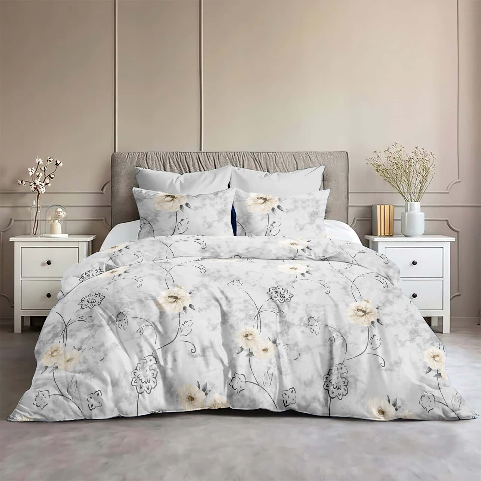 210 TC Grey Bedsheets